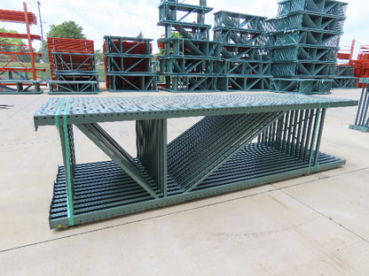 Interlake 12' x 36" Teardrop Pallet Racking Upright 3x3" Leg 23900Lb Green