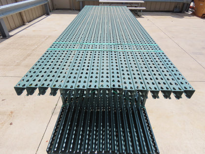 Interlake 12' x 36" Teardrop Pallet Racking Upright 3x3" Leg 23900Lb Green