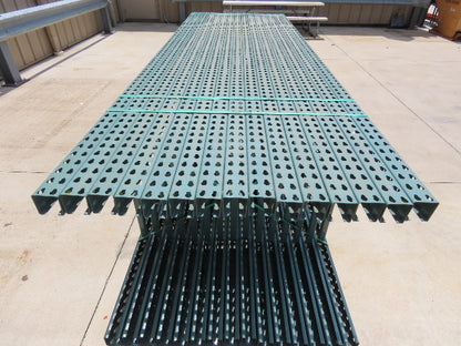 Interlake 12' x 36" Teardrop Pallet Racking Upright 3x3" Leg 23900Lb Green