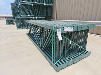 Interlake 12' x 36" Teardrop Pallet Racking Upright 3x3" Leg 23900Lb Green