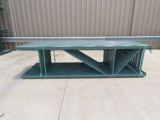 Interlake 12' x 36" Teardrop Pallet Racking Upright 3x3" Leg 23900Lb Green