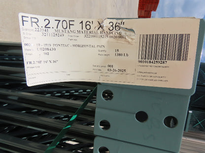 Interlake 16' x 36" Teardrop Pallet Racking Upright 3x3" Leg 23900Lb Green