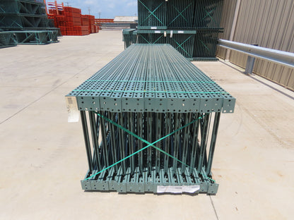 Interlake 16' x 36" Teardrop Pallet Racking Upright 3x3" Leg 23900Lb Green