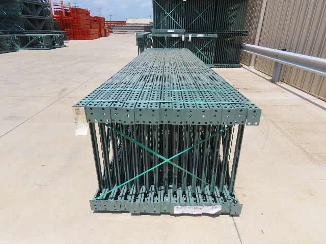 Interlake 16' x 36" Teardrop Pallet Racking Upright 3x3" Leg 23900Lb Green