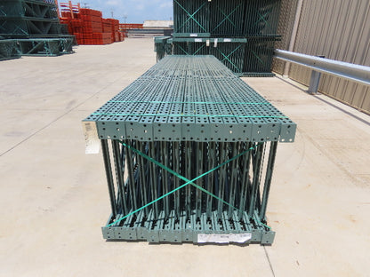 Interlake 16' x 36" Teardrop Pallet Racking Upright 3x3" Leg 23900Lb Green