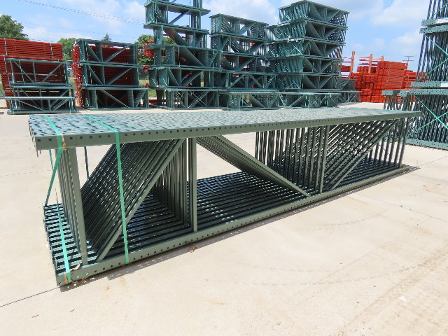 Interlake 16' x 36" Teardrop Pallet Racking Upright 3x3" Leg 23900Lb Green