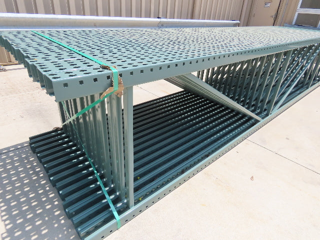 Interlake 16' x 36" Teardrop Pallet Racking Upright 3x3" Leg 23900Lb Green