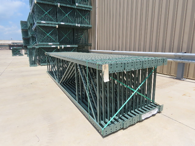 Interlake 16' x 36" Teardrop Pallet Racking Upright 3x3" Leg 23900Lb Green