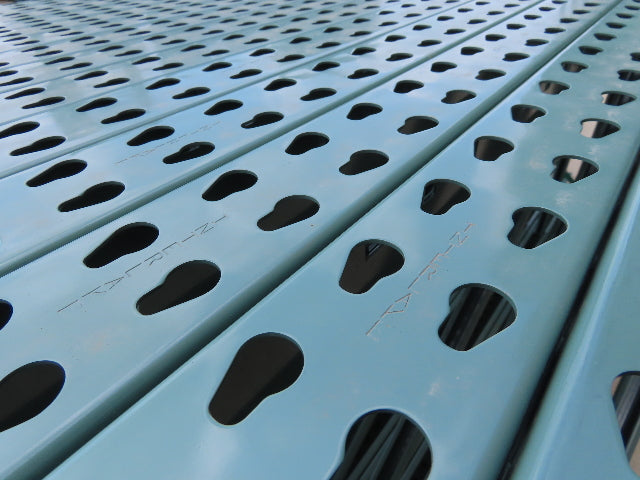 Interlake 12' x 42" Teardrop Pallet Racking Upright 3x3" Leg 23900Lb Green
