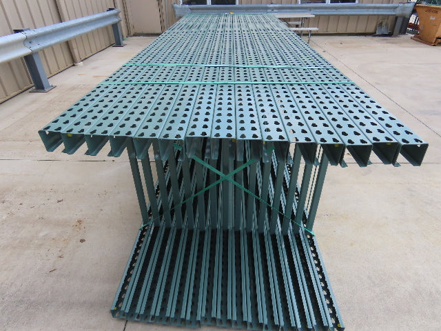 Interlake 12' x 42" Teardrop Pallet Racking Upright 3x3" Leg 23900Lb Green
