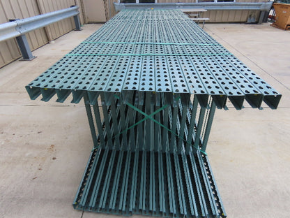 Interlake 12' x 42" Teardrop Pallet Racking Upright 3x3" Leg 23900Lb Green