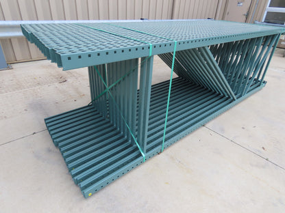 Interlake 12' x 42" Teardrop Pallet Racking Upright 3x3" Leg 23900Lb Green