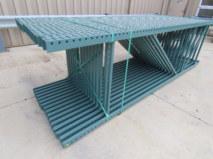 Interlake 12' x 42" Teardrop Pallet Racking Upright 3x3" Leg 23900Lb Green