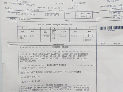 Hytrol BPC 49"W Slider Bed Belt Conveyor Center Drive Section *Needs Motor*