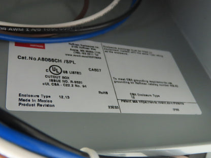 Hoffman A8066CH/SPL Electrical Enclosure 8x6x6" Switch With Indicator Lot of 2