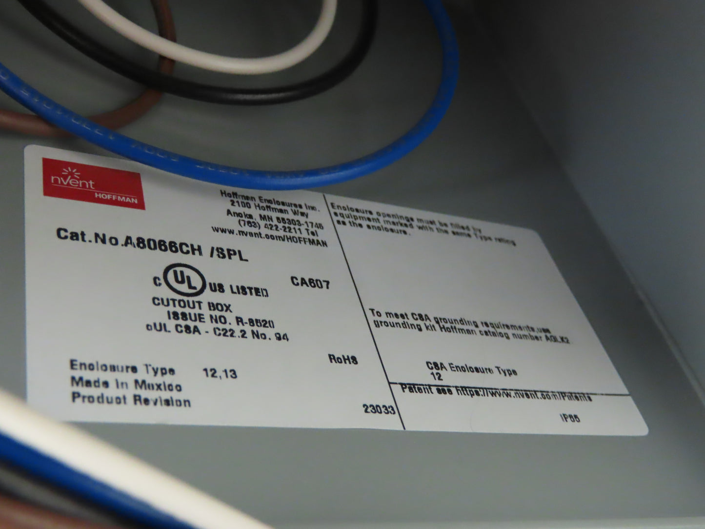 Hoffman A8066CH/SPL Electrical Enclosure 8x6x6" Switch With Indicator Lot of 2