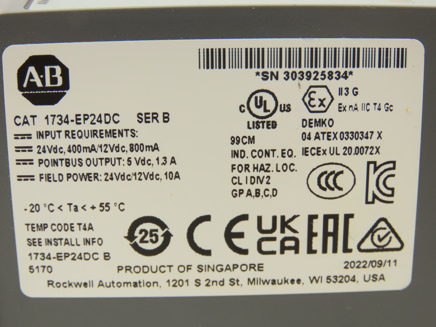 Allen Bradley 1734-EP24DC POINT I/O Expansion Power Supply 24VDC Ser B Lot of 4