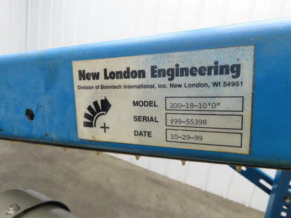 New London Engineering 21"x 10' Incline Conveyor 12" Cleated Belt .5Hp 3PH 25FPM