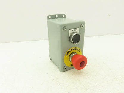 Hoffman E2PBGXM Allen Bradley Push Button Enclosure E-Stop With Reset Switch