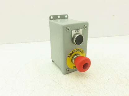 Hoffman E2PBGXM Allen Bradley Push Button Enclosure E-Stop With Reset Switch
