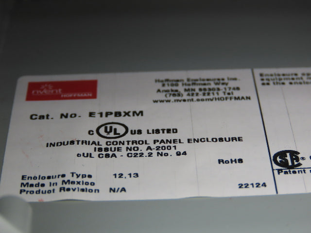 Hoffman E1PBXM Allen Bradley Push Button Enclosure With Momentary Reset Switch