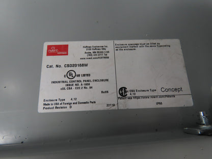 nVent Hoffman CSD20168W Electrical Window-Door Enclosure 20"x16"x8"