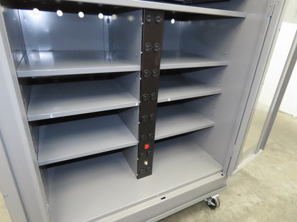 Uline H-8960 Storage Charging Cabinet 32 Outlet 120V Clear Dual Door 36" Wide