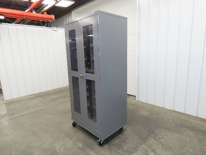 Uline H-8960 Storage Charging Cabinet 32 Outlet 120V Clear Dual Door 36" Wide