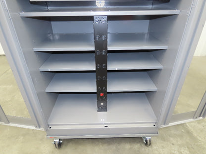 Uline H-8960 Storage Charging Cabinet 32 Outlet 120V Clear Dual Door 36" Wide