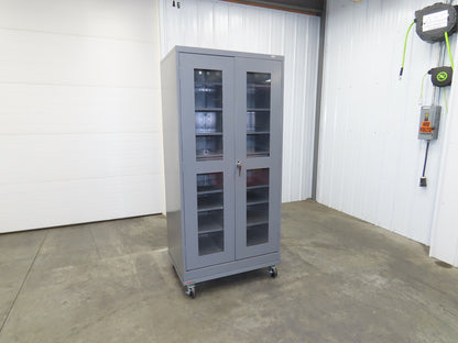 Uline H-8960 Storage Charging Cabinet 32 Outlet 120V Clear Dual Door 36" Wide