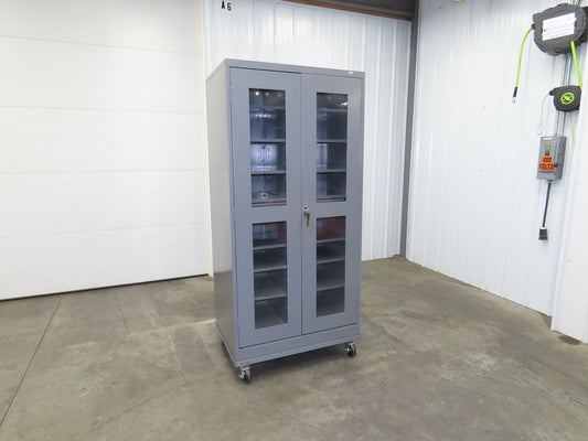 Uline H-8960 Storage Charging Cabinet 32 Outlet 120V Clear Dual Door 36" Wide