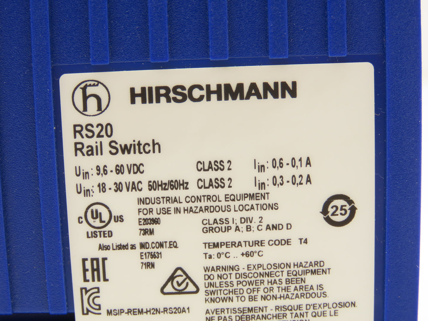 Hirschmann RS20-0800T1T1SDAEHH09.1.00 PLC Ethernet Rail DIL Switch Module 8 Port