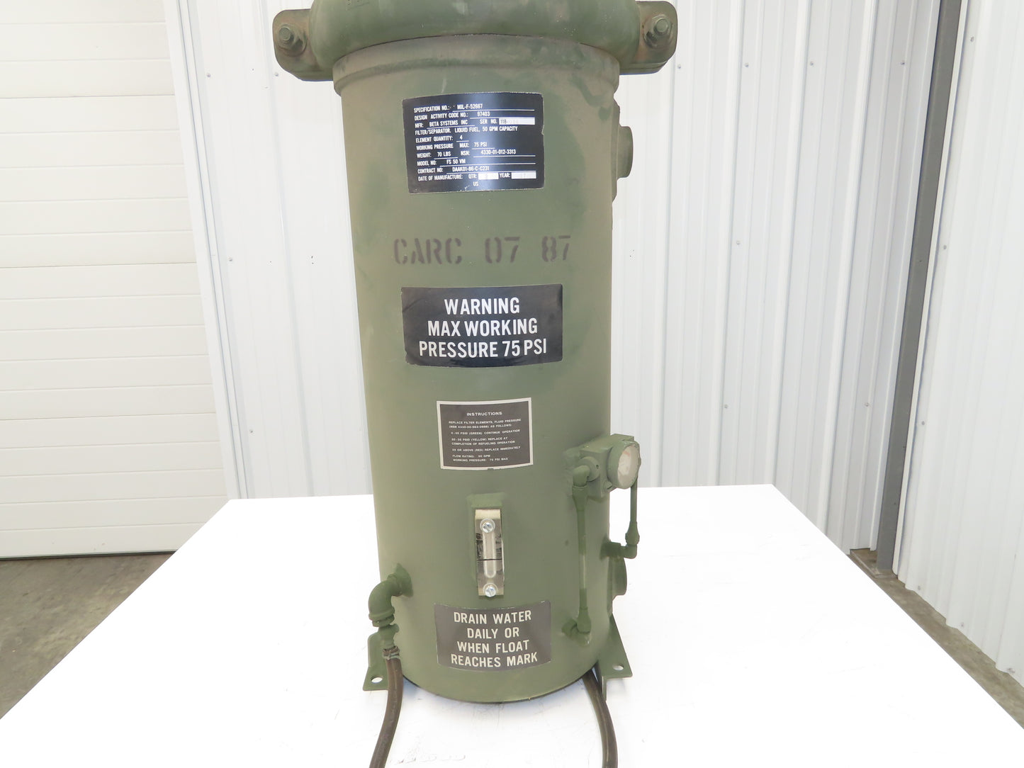 Beta Systems Liquid Fuel Filter/Separator 4 Element 50GPM Capacity 75psi Max