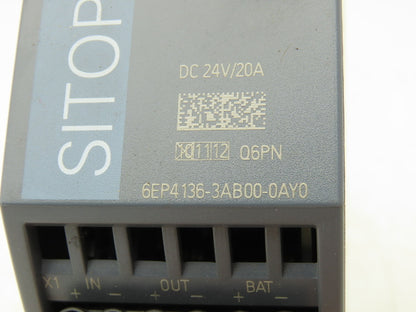 Siemens 6EP4136-3AB00-0AY0 Sitop UPS1600 Power Supply 24VDC 20Amp Out Din Rail