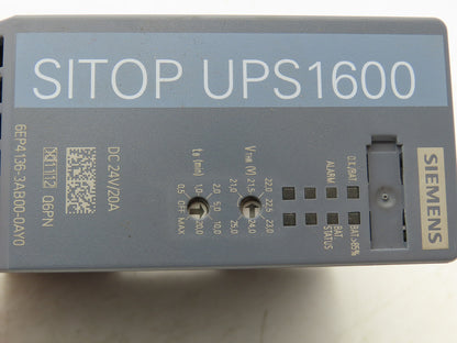 Siemens 6EP4136-3AB00-0AY0 Sitop UPS1600 Power Supply 24VDC 20Amp Out Din Rail