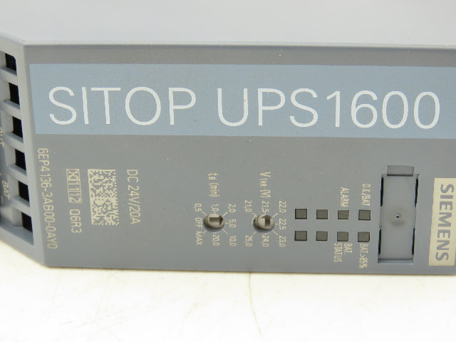 Siemens 6EP4136-3AB00-0AY0 Sitop UPS1600 Power Supply 24VDC 20Amp Out Din Rail