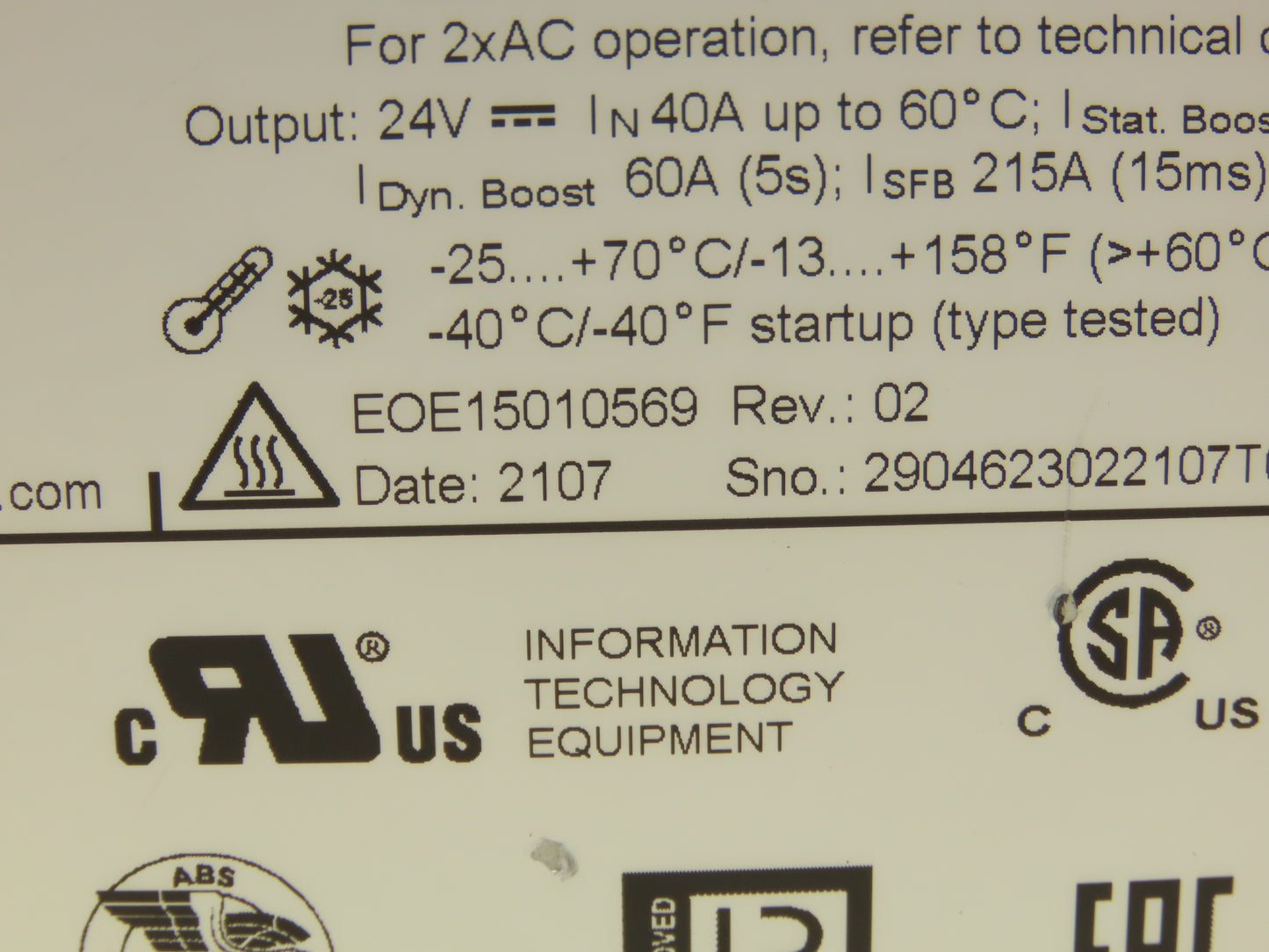 Phoenix Contact QUINT4-PS/3AC/24DC/40 Quint Power Supply 24VDC Out EOE15010569