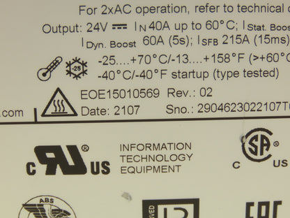 Phoenix Contact QUINT4-PS/3AC/24DC/40 Quint Power Supply 24VDC Out EOE15010569