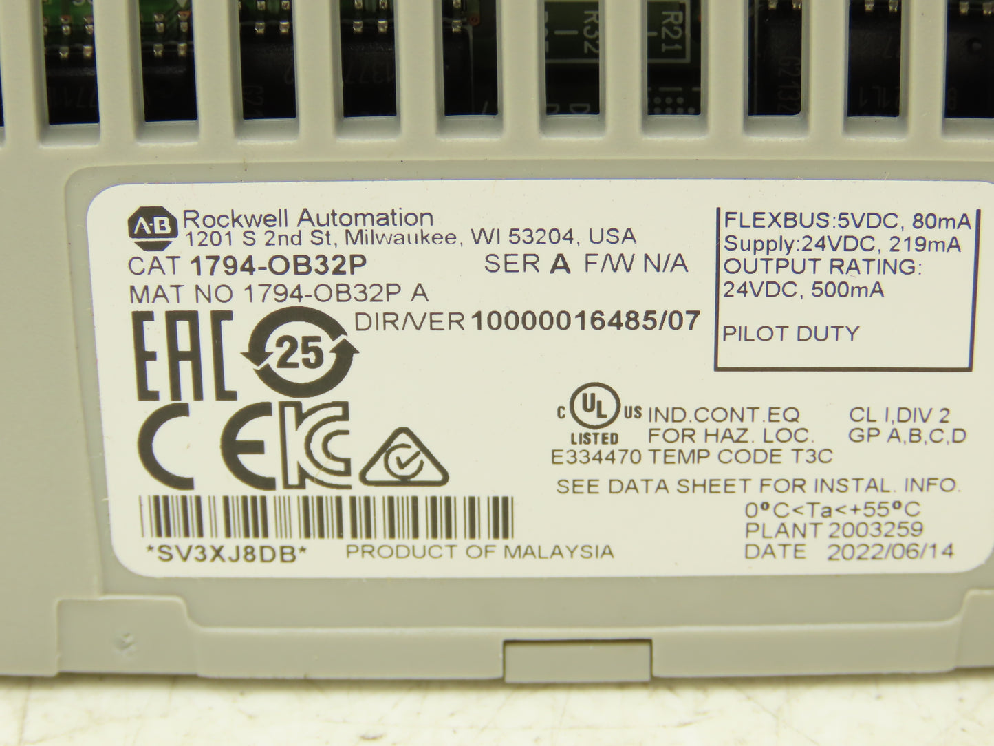 Allen-Bradley 1794-OB32P Output Module I/O 32 Point 24VDC Ser A W/Base 1794-TB32
