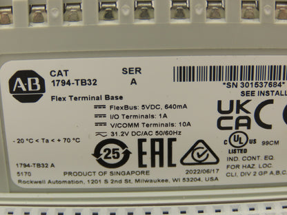 Allen-Bradley 1794-OB32P Output Module I/O 32 Point 24VDC Ser A W/Base 1794-TB32
