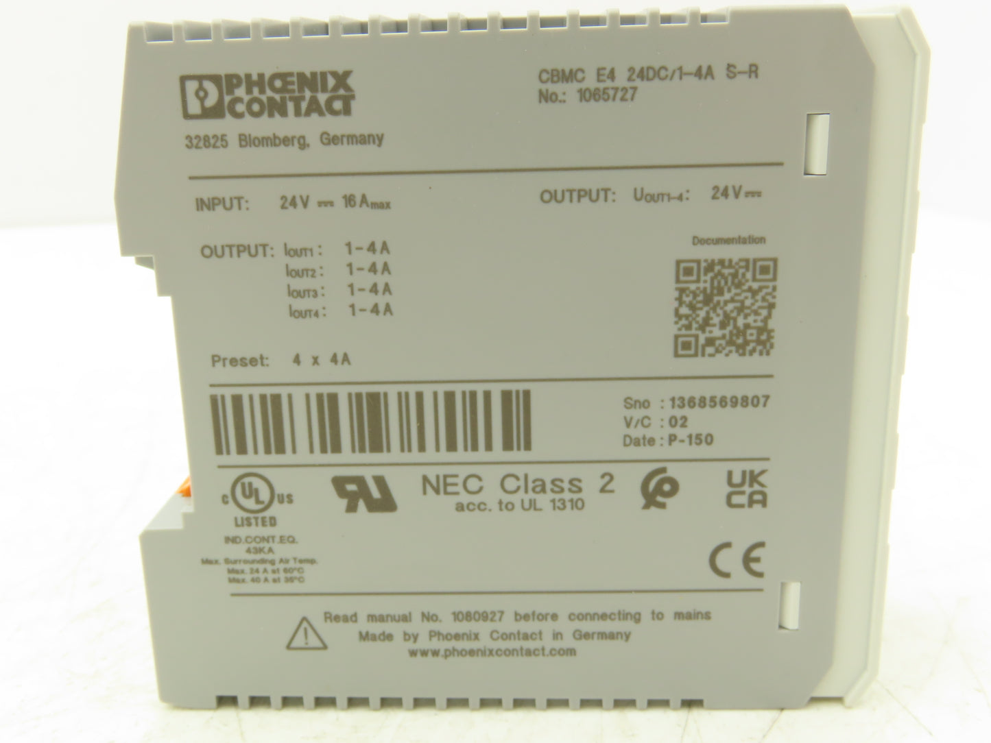 Phoenix Contact CBMCE424DC/1-4A S-R Multi Channel Electronic Circuit Breaker 24V