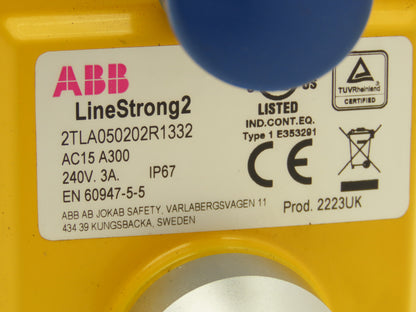 ABB LineStrong2 Rope Pull Grab Wire Safety Switch 240VAC Reset 2TLA050202R1332