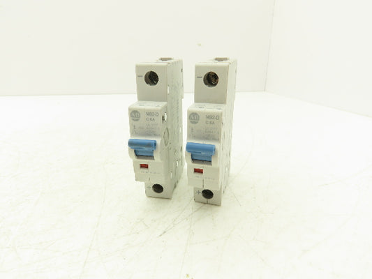 Allen Bradley 1492-D1C060 Mini Circuit Breaker 6A 1-Pole 220V 1PH Ser D Lot of 2