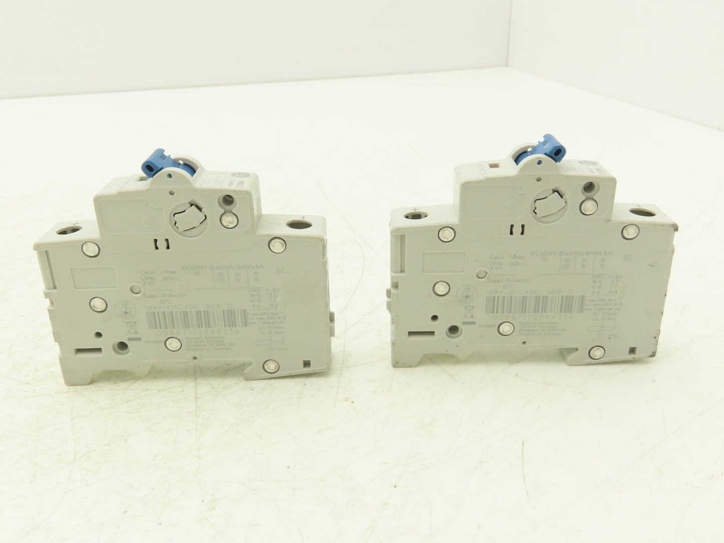 Allen Bradley 1492-D1C400 Mini Circuit Breaker 40A 1-Pole 220V Ser D Lot of 2
