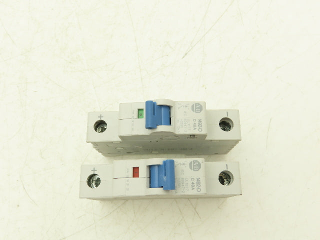 Allen Bradley 1492-D1C400 Mini Circuit Breaker 40A 1-Pole 220V Ser D Lot of 2