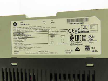 Allen Bradley 25B-D4P0N104 PowerFlex 525 AC Drive 1.5kW 2Hp 380-480V 3ph Ser A