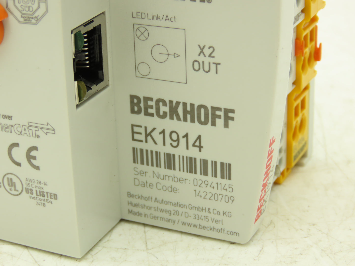 Beckhoff EK1914 PLC Input Output EtherCAT Coupler Safety I/O W/Input & Output