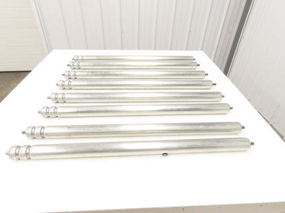 1.9" Grooved O-Ring Conveyor Roller 33"BF Galvanized Steel 7/16"Hex  Lot of 8