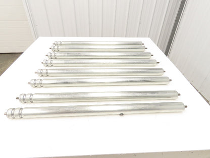 1.9" Grooved O-Ring Conveyor Roller 33"BF Galvanized Steel 7/16"Hex  Lot of 8
