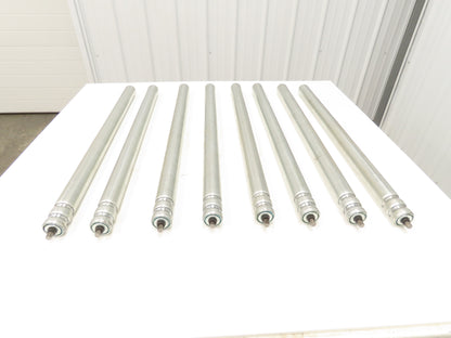 1.9" Grooved O-Ring Conveyor Roller 33"BF Galvanized Steel 7/16"Hex  Lot of 8